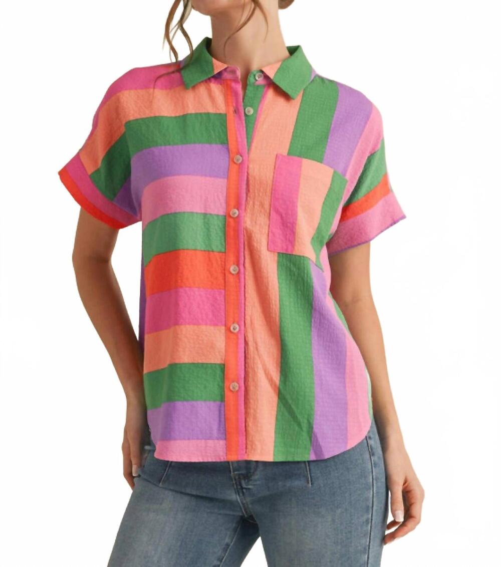 NEW JODIFL women's striped button up top in multicolor